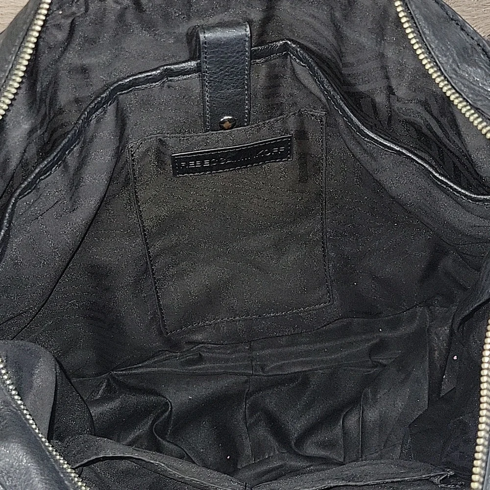 Women's Rebecca Minkoff Black Pebble Leather Business Laptop Crossbody Bag